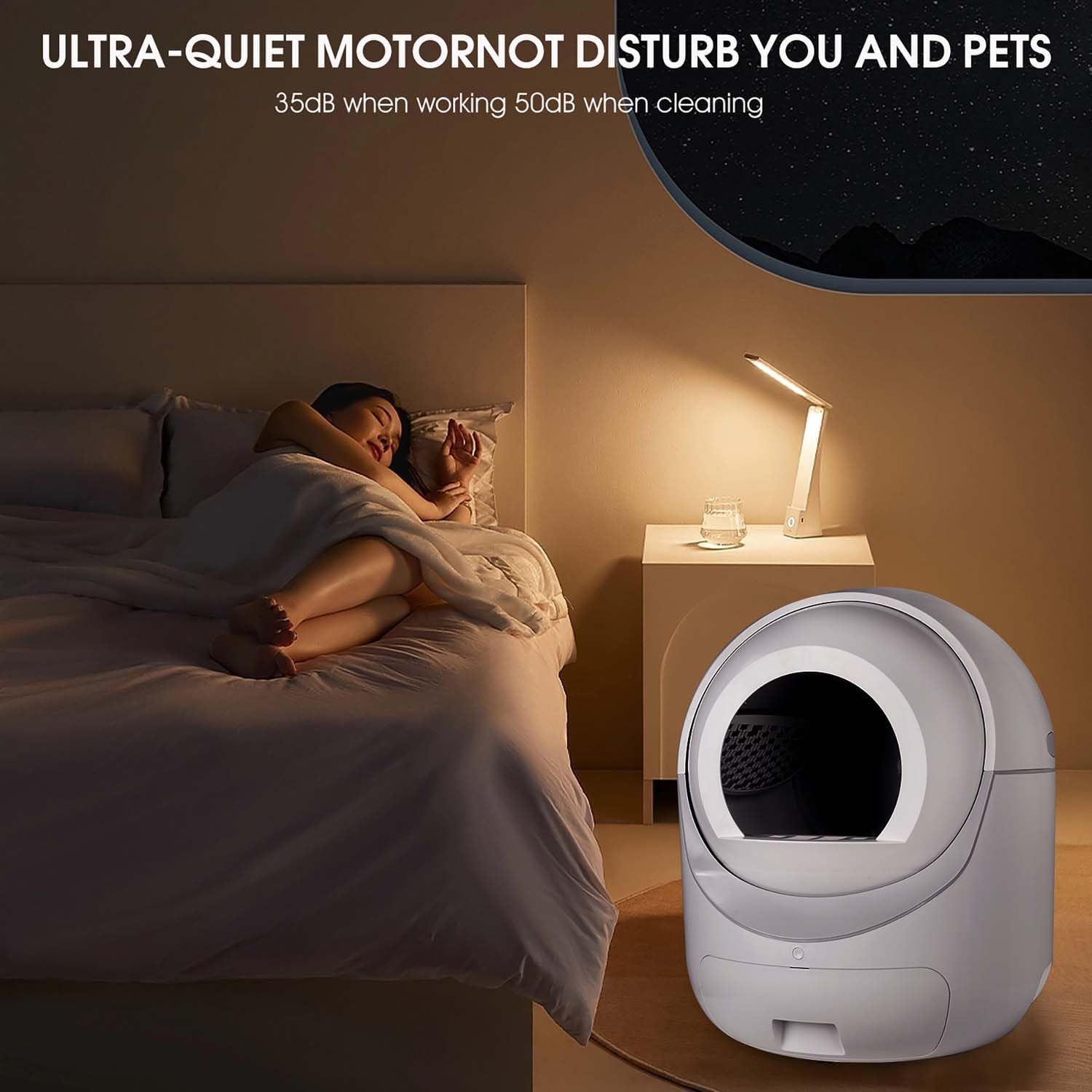 Automatic Smart Cleaning Litter Box with Odor Removal and APP Control, Latest Model Controlled Self Cleaning Cats Litter Boxes with Automatic Scooping and WiFi Connect Smart App, Multiple Cats