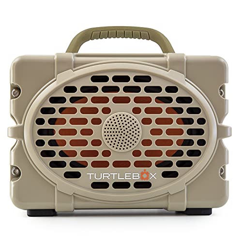 Turtlebox Gen 2: Loud! Outdoor Portable Bluetooth 5.0 Speaker | Rugged, IP67, Waterproof, Impact Resistant & Dustproof (Plays to 120db, Pair 2X for True L-R Stereo), Field Tan