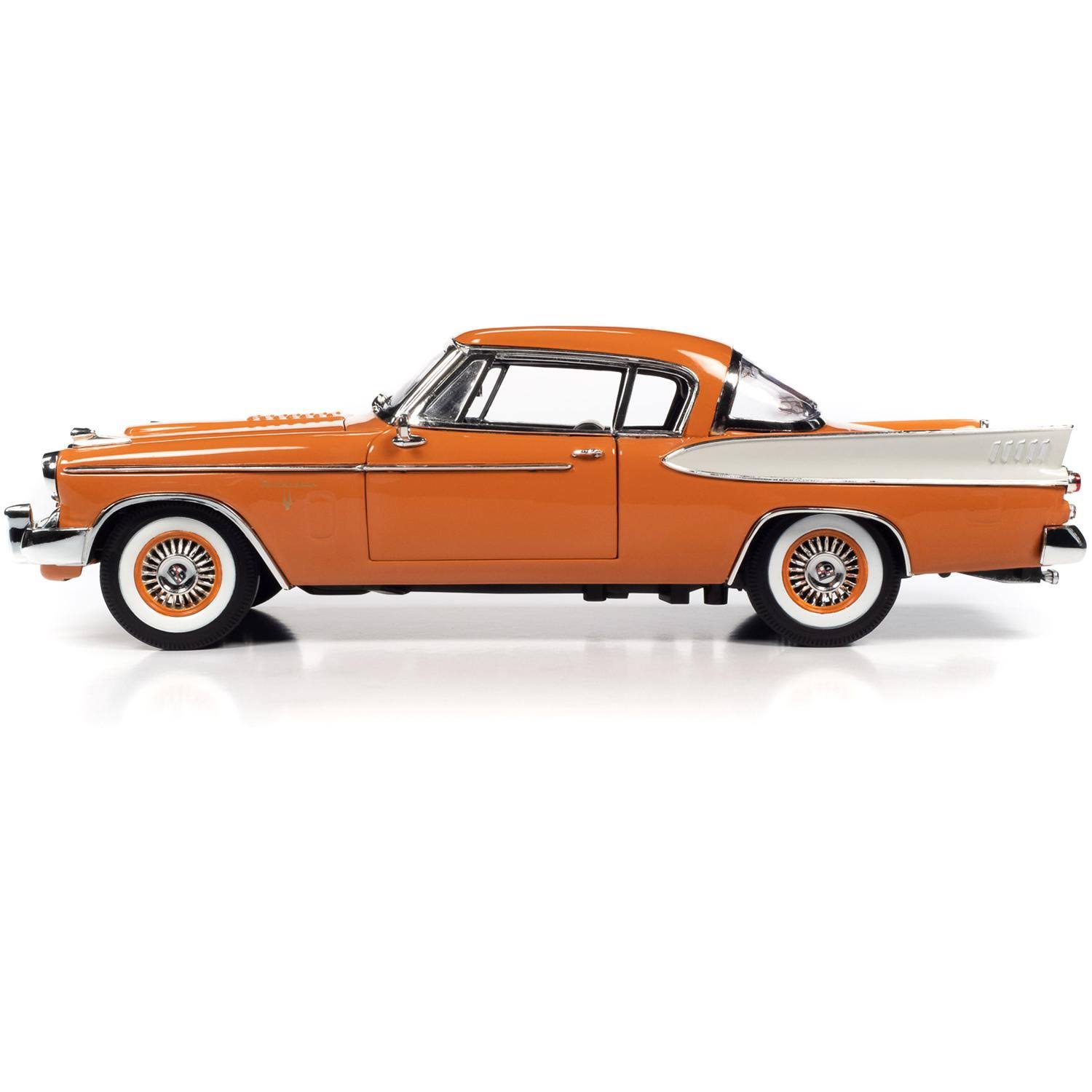 1957 Studebaker Gold Hawk Coppertone Orange and White 1/18 Diecast Model Car by Autoworld