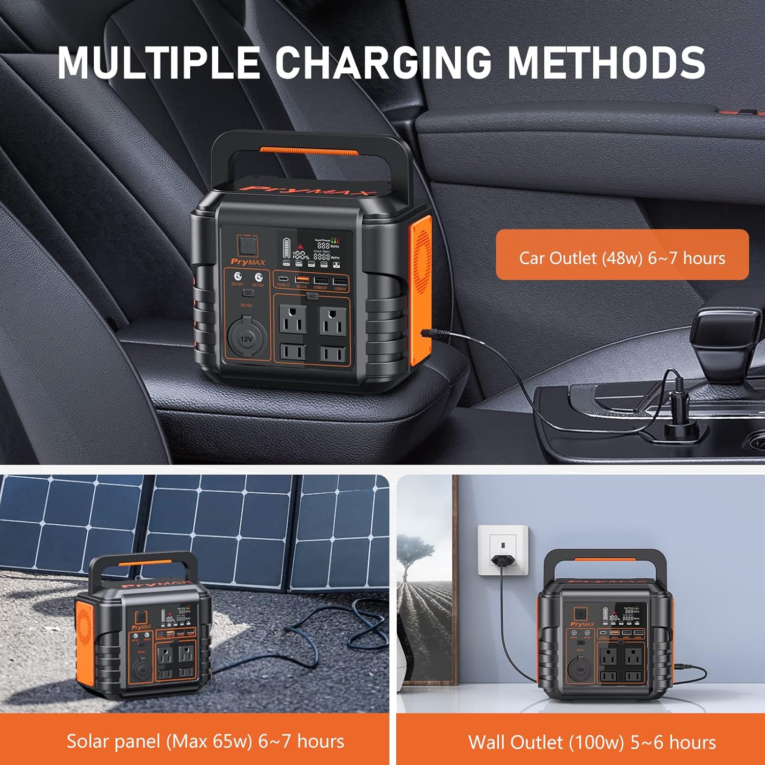 PryMAX Portable Power Station 296Wh/330W Outdoor Solar Generator Mobile Backup 80000 mAh Lithium Battery Supply, 110V Pure Sine Wave AC Outlet 300 for Hurricane ,Storm , Home Blackout, Outdoor Adventure, Camping, A10 CPAP