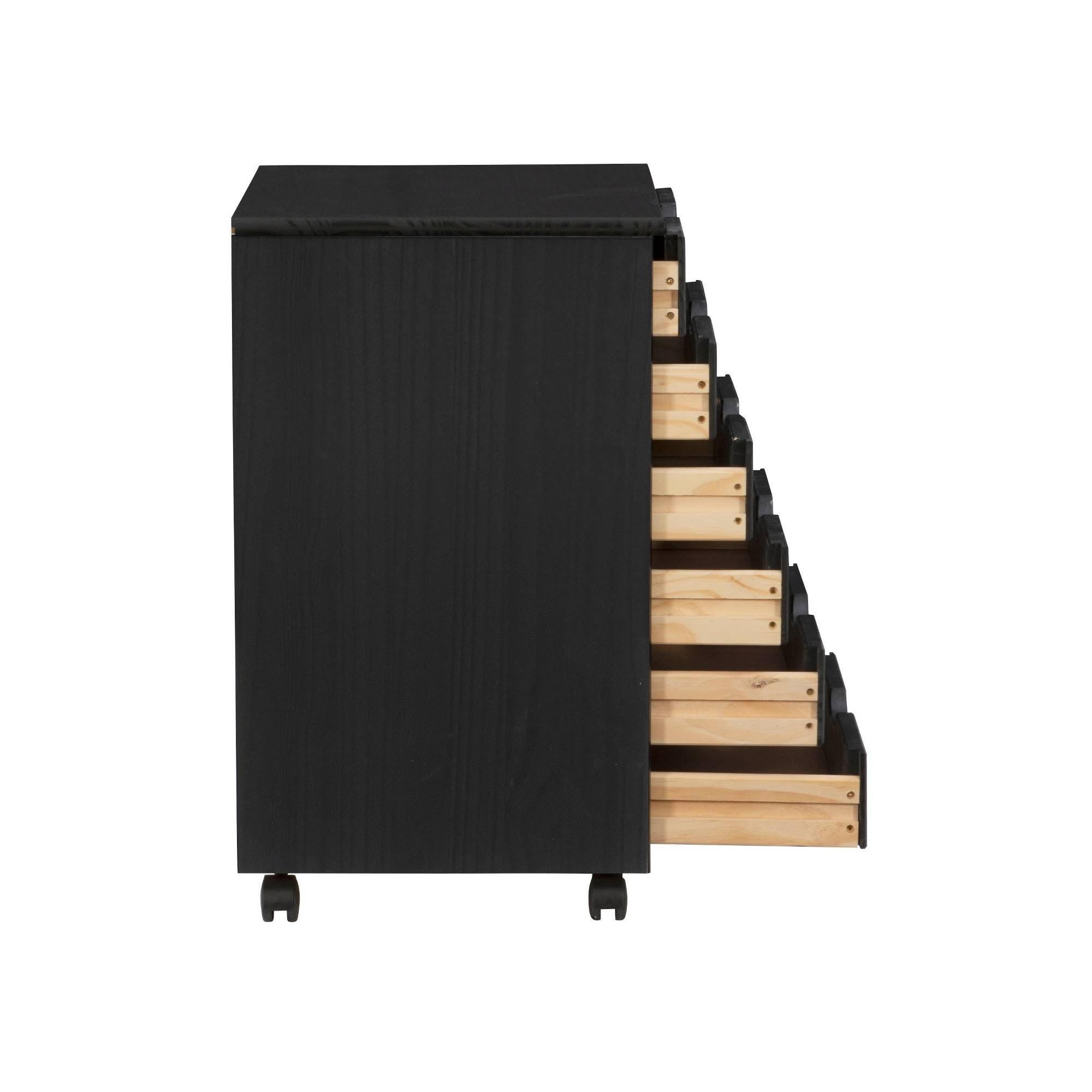 Linon Cary Wide 6-Drawer Rolling Storage Cart, Black