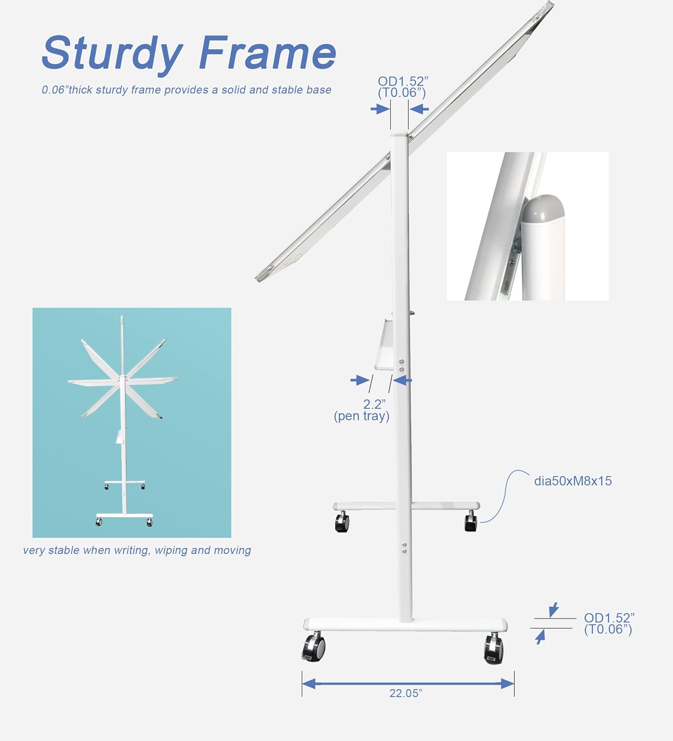 Easel-Style Dry Erase Boards Mobile 36 x 71 Inches Double Sided Whiteboard with Aluminum White Frame Pizarra Blanca Magnetica M��vil