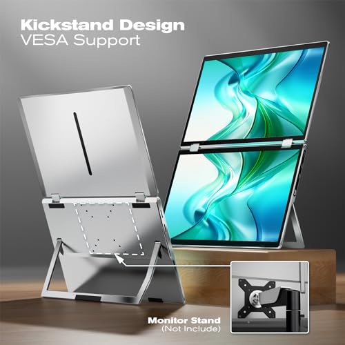 Laptop Screen Extender, Portable Monitor for Laptop 12" Full HD IPS Display, Dual Monitor Extender Compatible with 13-16 Inch Windows, Chrome & Mac