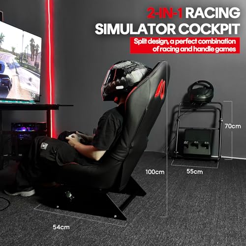 RACGTING Racing Simulator Cockpit, Foldable & Adjustable Racing Seat for Logitech G29, G920, G923, G27, G25, Thrustmaster models like T248, T248X, T300RS GT, T150, T80, TX, T-GT, TS-PC, Black