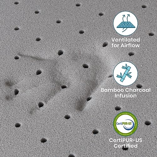 Sleepmax Extra Firm Mattress Topper King Size 2 Inch - Firm Memory Foam Mattress Topper for Pain Relief - Ventilated High Density Foam Bed Topper - No Odor, CertiPUR-US Certified