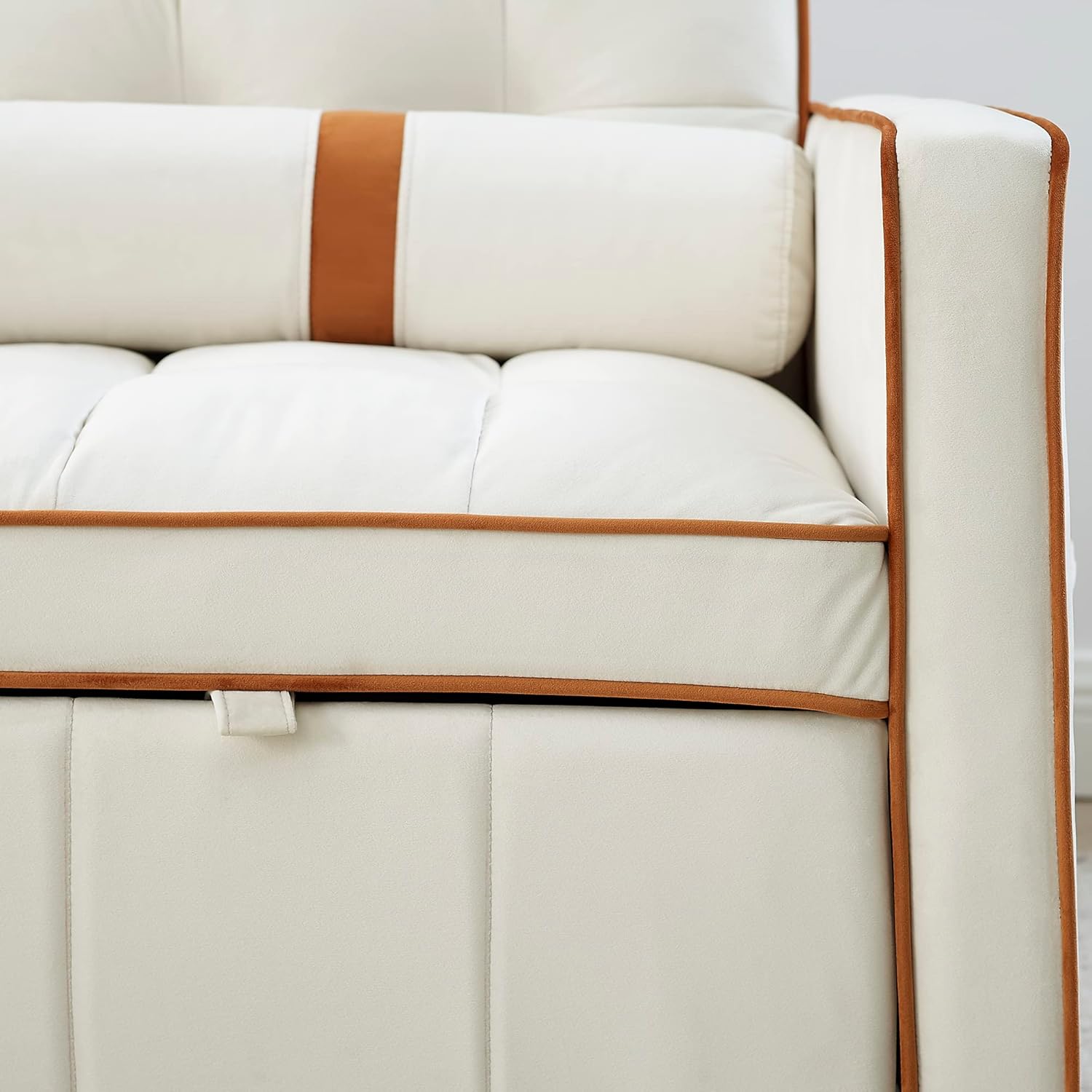 Quarte 55.5" Pull Out Sleep Sofa Bed, Modern 2 Seater Loveseats Sofa Couch with Adjsutable Backrest, Side Pockets & Lumbar Pillows, Convertible Sleeper Sofa Bed for Living Room (Beige/Loveseats)