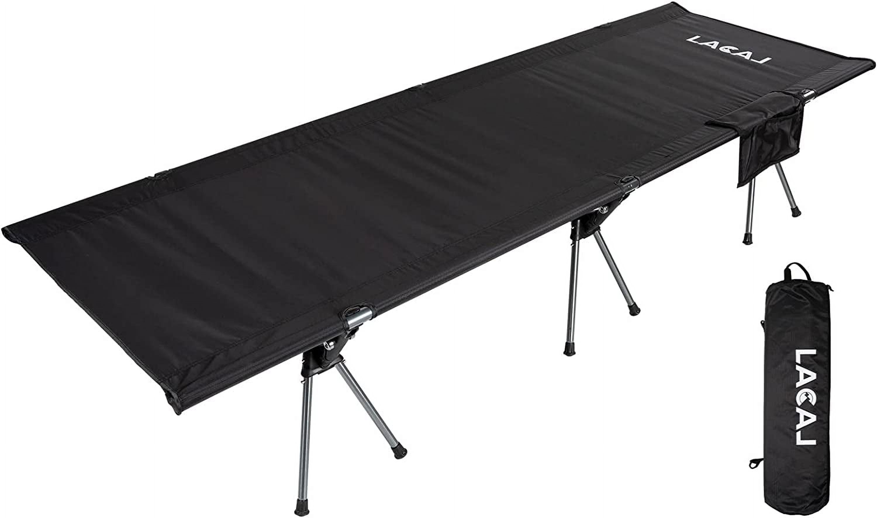 RUO Foldable High/Low 2 Modes Camping Cot with Side Pocket, Extend Legs, Storage Bag, Ultralight & Durable Backpacking Travel Tent Cot, Easy to use for Woman & Man