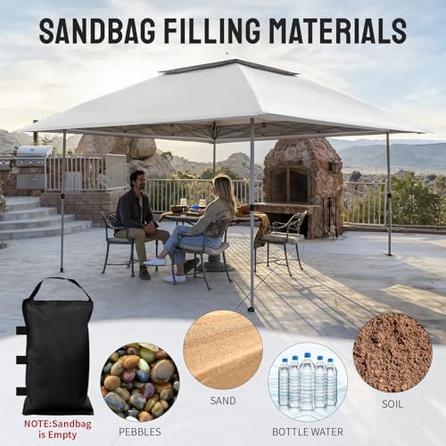 CROWN SHADES 13x13 Pop Up Gazebo, Canopy Tent, Gazebos on Clearance - Outdoor Gazebo for Backyard & Patio Furniture - Carpa Pop Up Tent with Wheeled STO-N-Go Cover Bag (Grey)