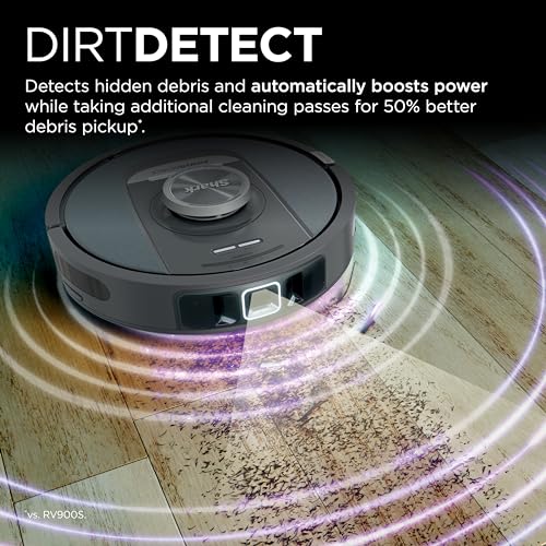 Shark RV2820AE Detect Pro Self-Empty Robot Vacuum with Bagless, 60-day Capacity HEPA Base, 3 Detect & React Technologies, Auto Deep-Clean on Carpets and Hardfloors, NeverStuck Tech, Wi-Fi Black/Bronze