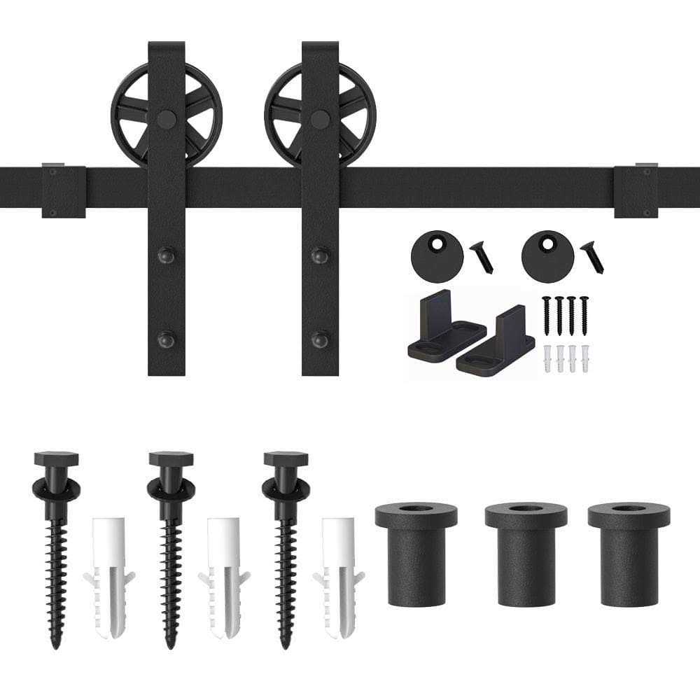 WINSOON Black Sliding Barn Door Hardware Kit for Single - Shop Hardware Tools Online Store