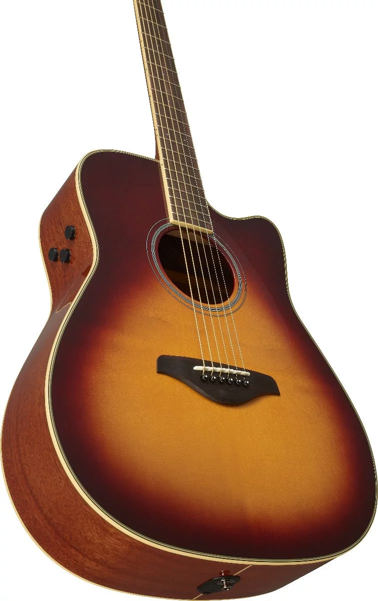 Yamaha FGC-TA TransAcoustic Dreadnought Cutaway Acoustic-Electric Guitar Brown Sunburst - Curated Treasures Market
