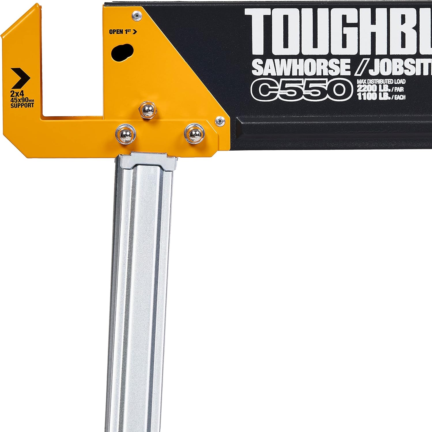 ToughBuilt - Folding Sawhorse/Jobsite Table - Sturdy, Durable, Lightweight, Heavy-Duty, 100% High Grade Steel, 41.5-Inch Easy Carry Handle - (TB-C550)