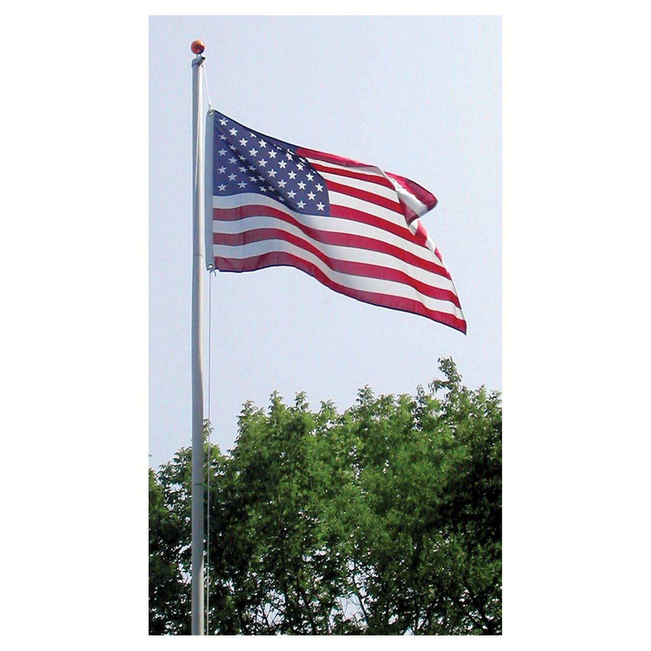 Heavy Duty 20ft Residential Flagpole with US Made Nylon Flag -3ft x 5ft-Imported