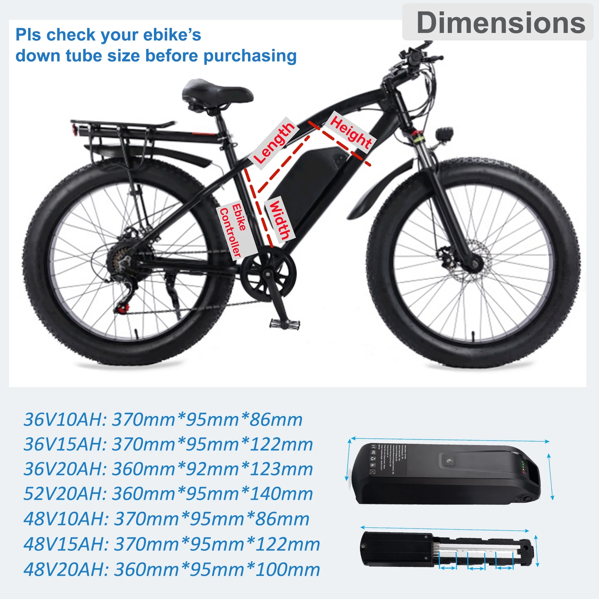 YxYhCool Ebike Battery 48V 10Ah Lithium Battery with Charger 48V Battery for Electric Bike Tricycle