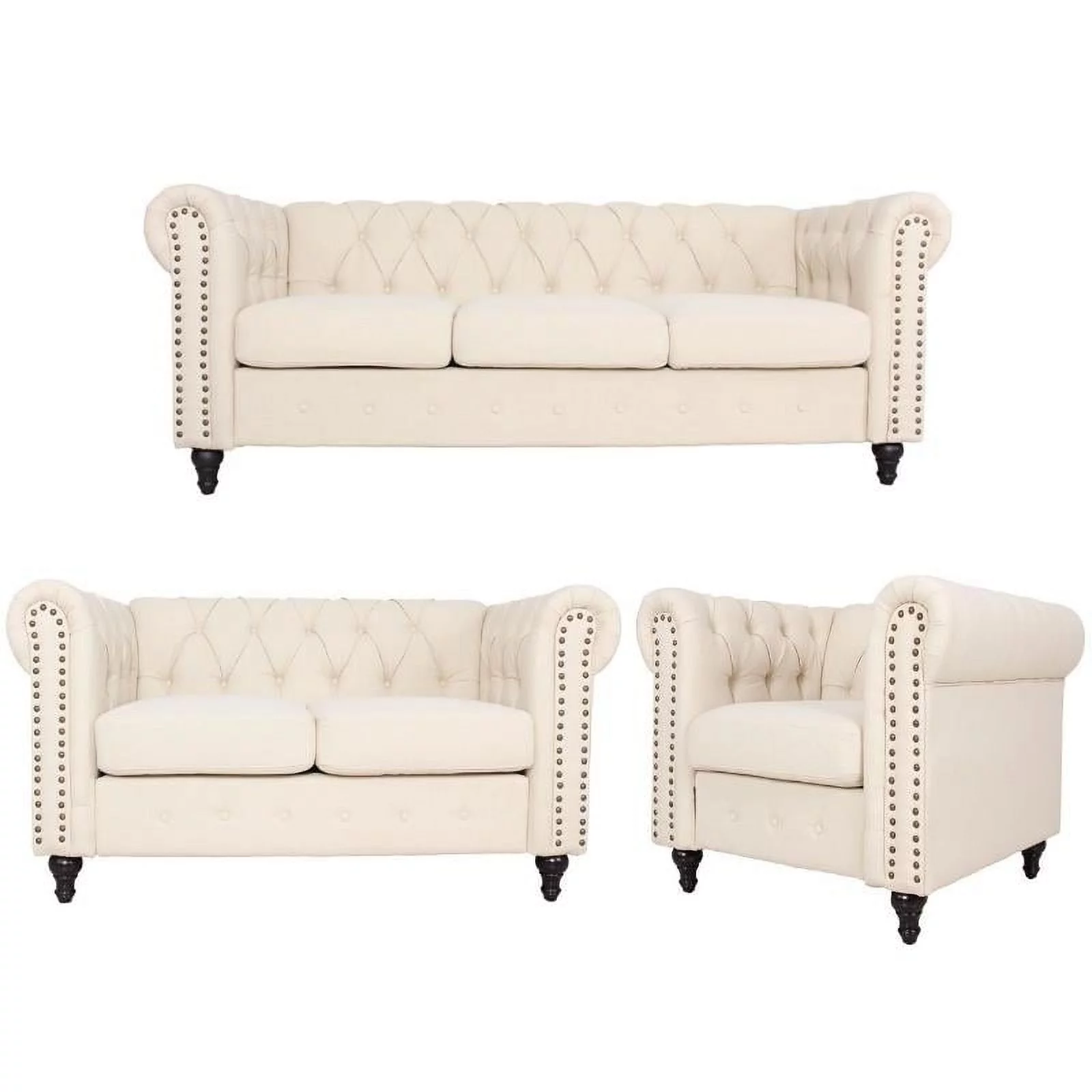 Home Square 3 Piece Set Living Room Set with Sofa Loveseat and Accent Chair