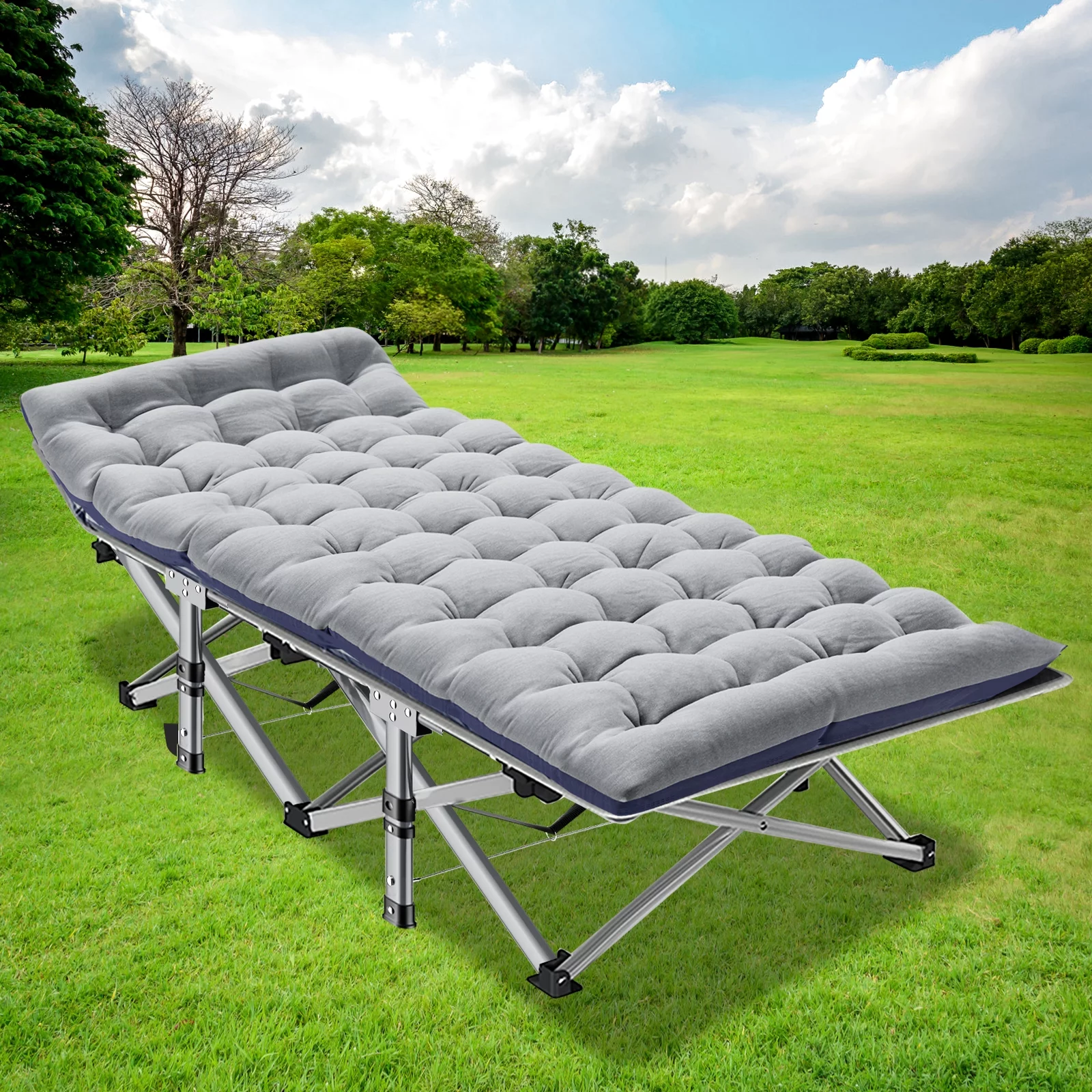 Docred Folding Camping Cots For Adults，Heavy Duty Cots For Sleeping, Travel Military Portable Cots Bed with 2-Sided Mattress & Carrying Bag