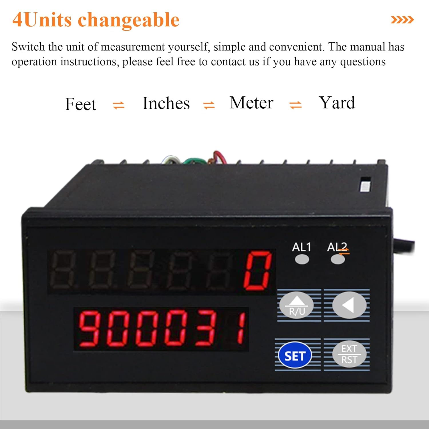 JIAWANSHUN Digital Length Meter Counter Mechanical Length Counter Single Measure Wheel Unit in Feet Meter with Control Function 0-999999