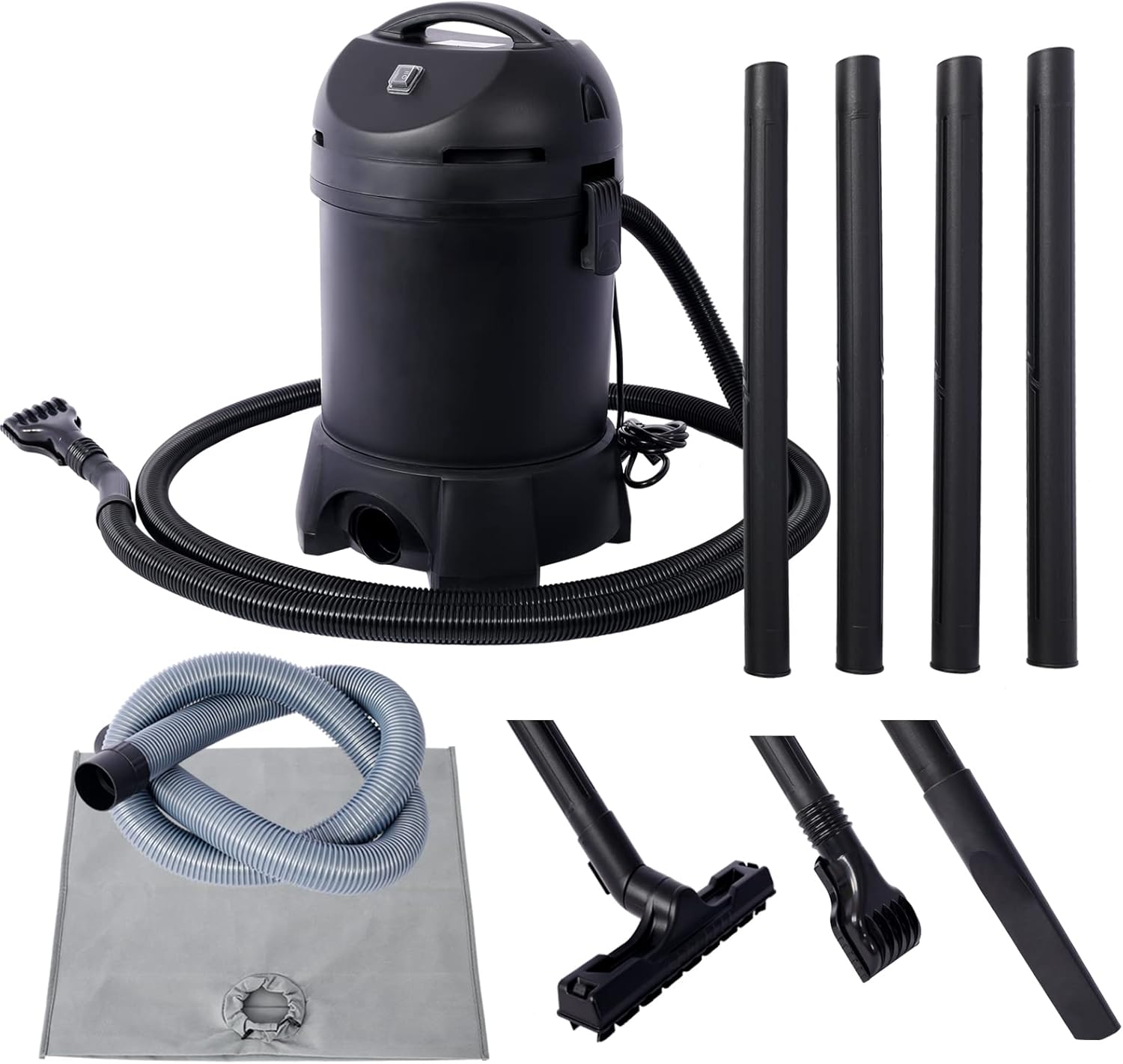 Garden Pond Vacuum Cleaner - Clean Sweep with 14ft Intake Suction Hose, 4 Extension Tubes, 3 Vacuum Nozzles, 6.5 Foot Output Hose & Debris Collection Bag | Pond Vacuum for Outdoor Ponds Black