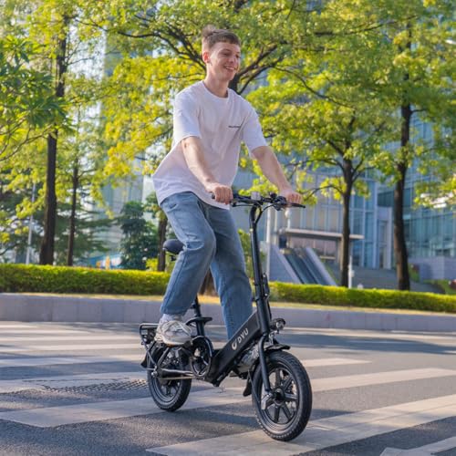 DYU Electric Bike for Adults Teens, Folding Electric Bicycle,Commuter City E-Bike with 350W Motor and 36V 7.5Ah Battery,3 Levels Assist, Dual Disc Brakes,14/16" Foldable ebike with Pedals