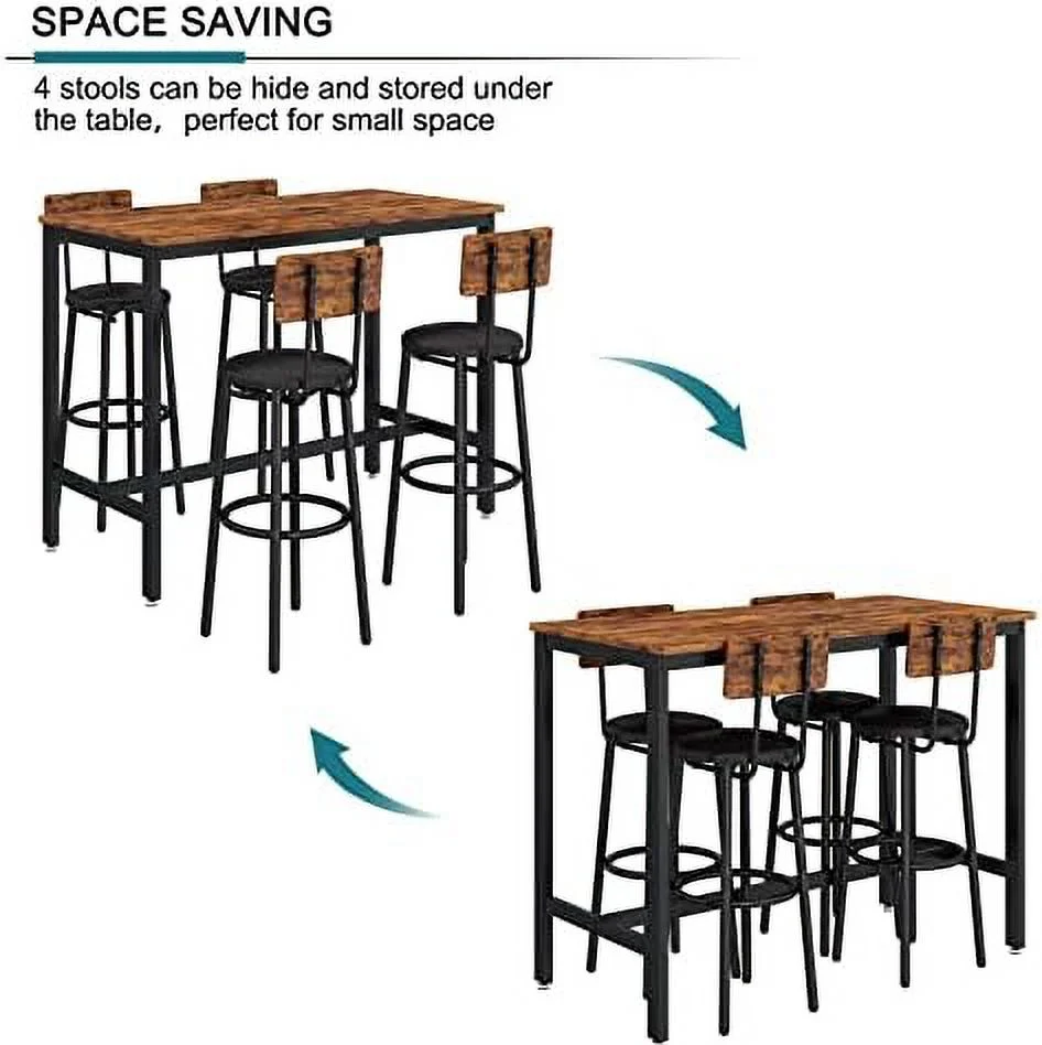 TJUNBOLIFE 3 Piece  Table Set  2-Tier Round Pub Dining Set Wooden Bistro Table with 2 PU upholstered Stools Counter Height Kitchen Table Set for Breakfast Nook  Restaurant  Small Space(Gr
