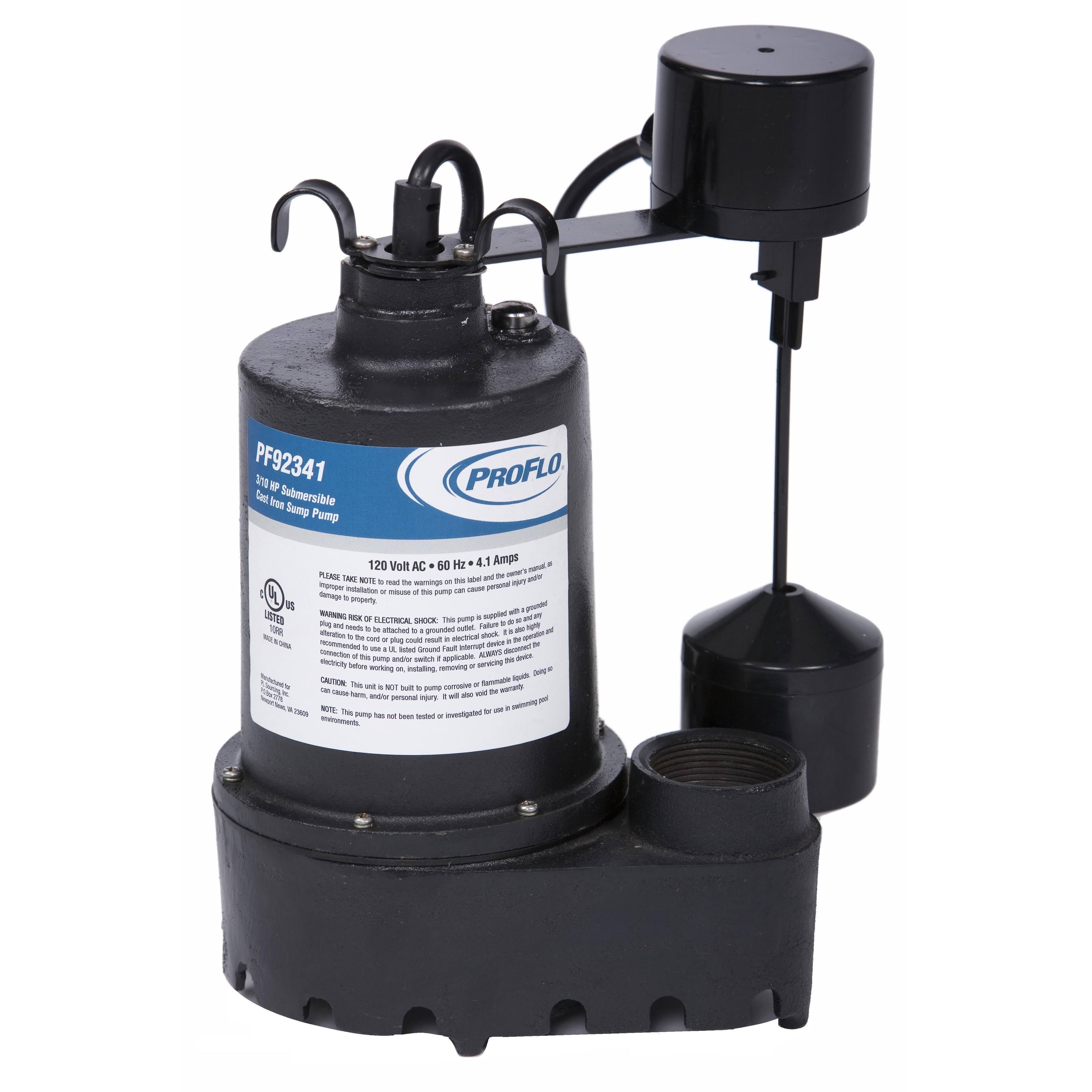 PROFLO PF92341 3/10 HP Cast Iron Submersible Sump Pump with Vertical Switch