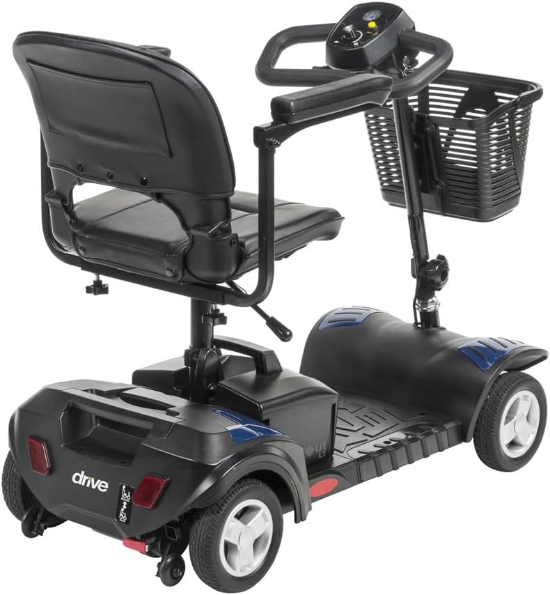 Drive Medical Spitfire Scout 4-Wheel Travel Mobility Scooter with 5 Year Extended Warranty (12 AH Battery (9 Mile Range)), Blue