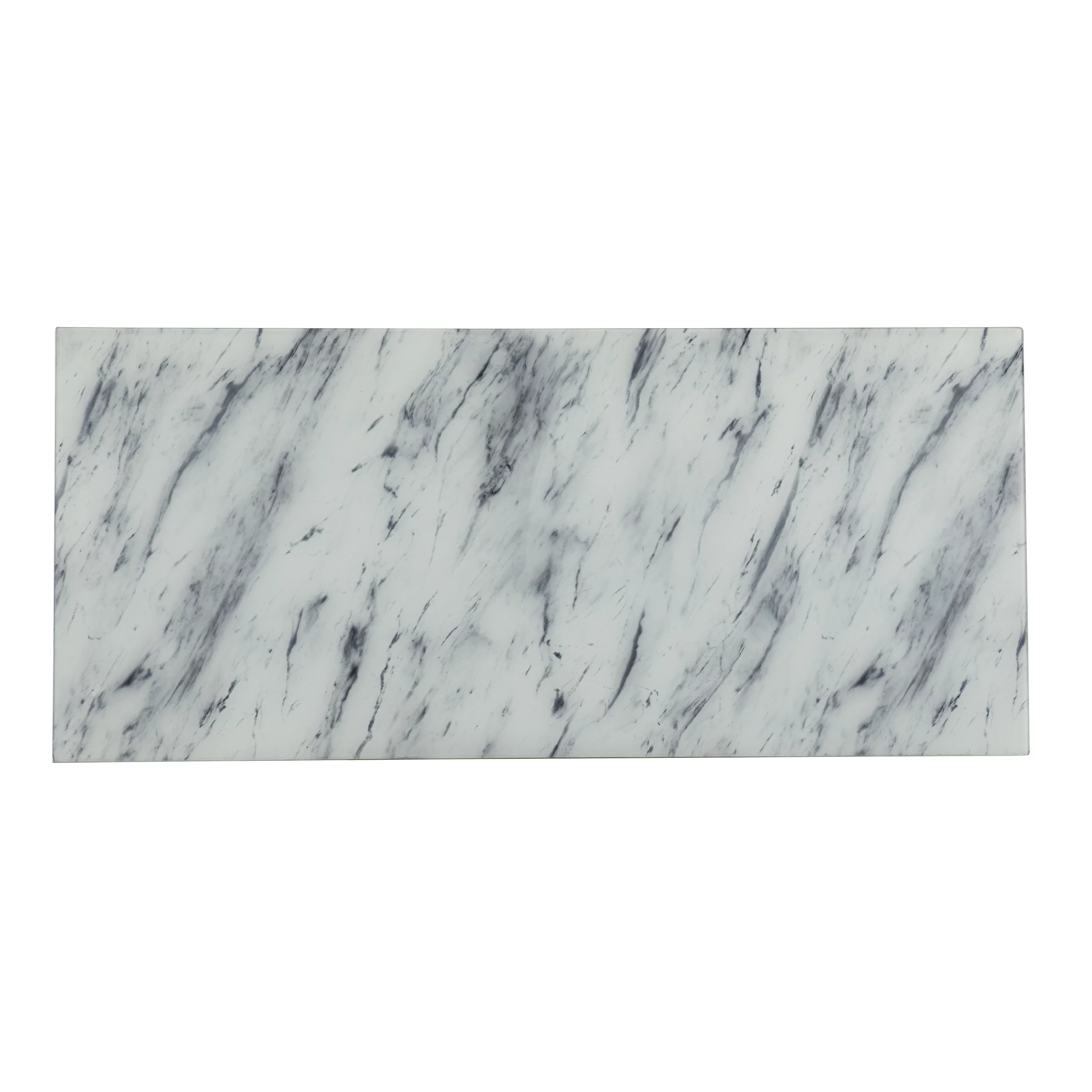 SEI Kamula Glam style Faux Marble Writing Desk with Storage in Gold finish with Gray and White faux marble