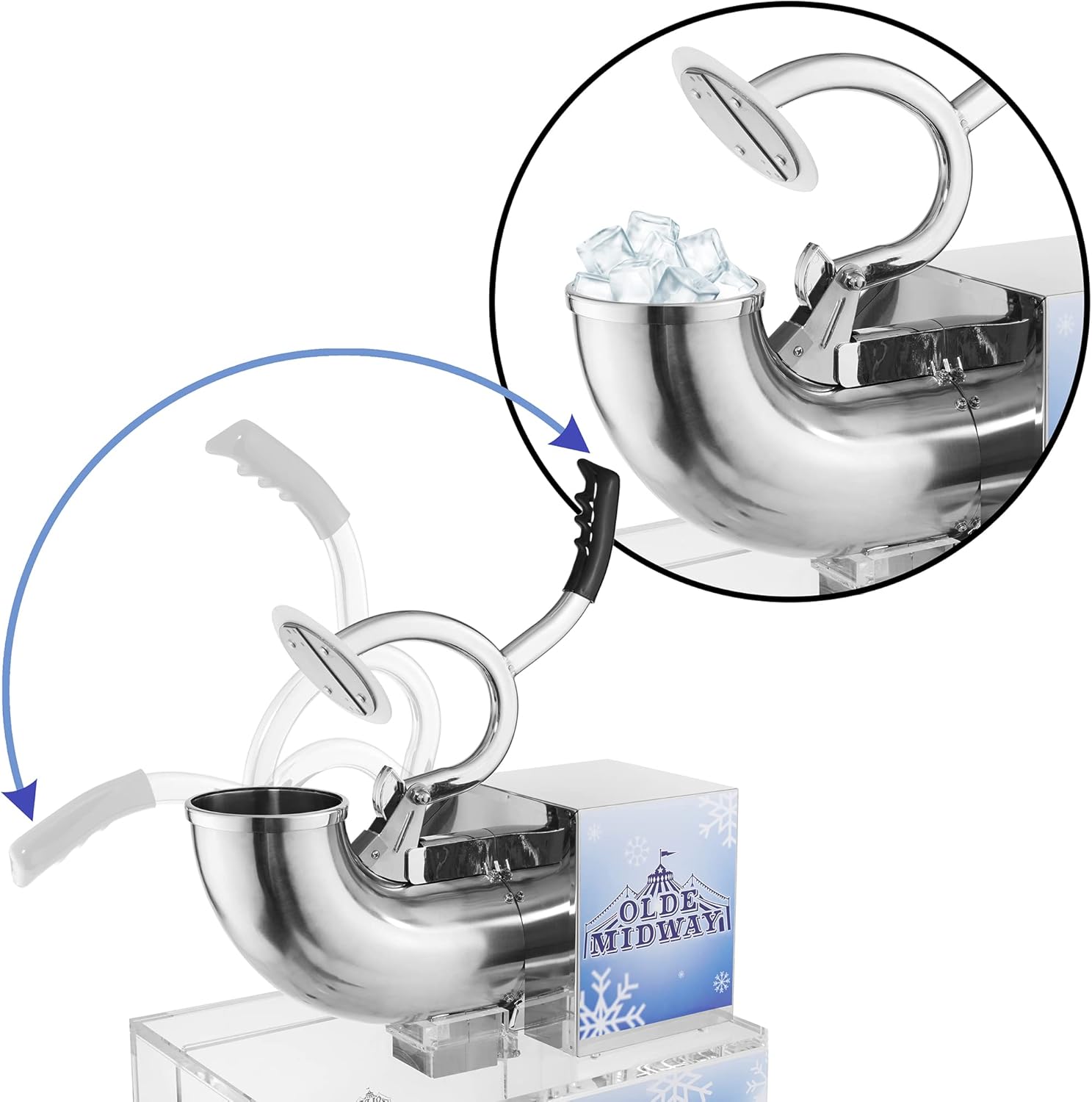 Olde Midway Commercial Snow Cone Machine, Shaved Ice Maker with Stainless Steel Scoop