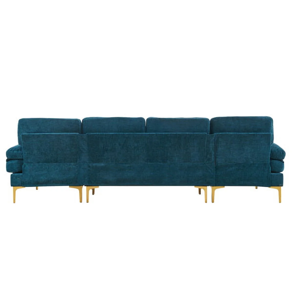 SYTHERS Convertible Sectional Sofa U-Shaped Couch 4-Seat Modern Chenille Sectional Sleeper Sofa with Memory Foam & Double Chaise & Comfortable Backrest, Oversized Seats, Dark Blue