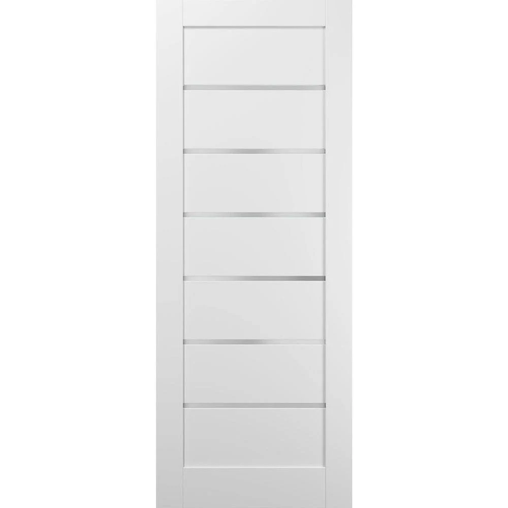 SARTODOORS Slab Barn Door Panel 42 x 96 | Quadro 4115 White Silk | Modern Doors | Pocket Closet Sliding