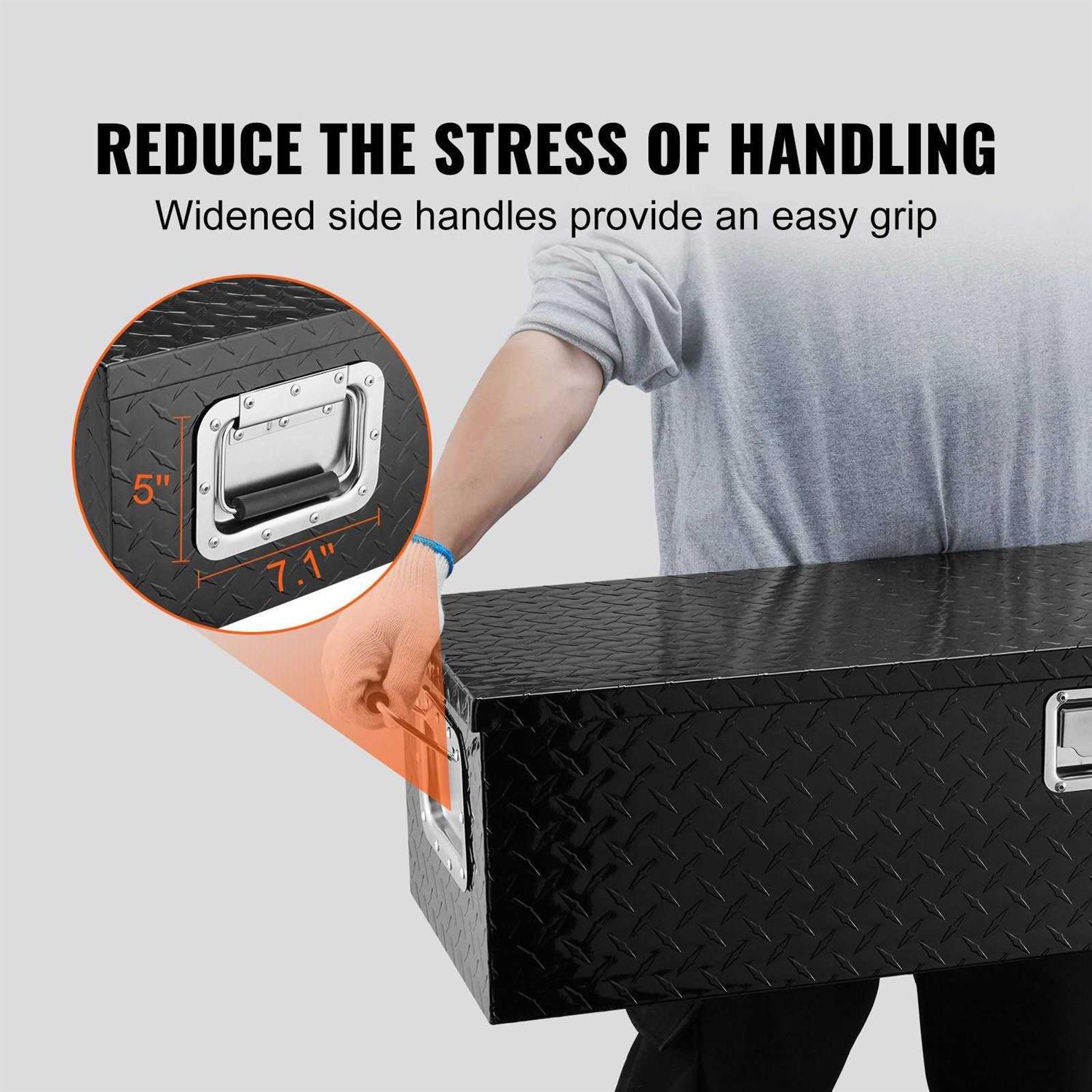 VEVOR Heavy Duty Aluminum Truck Bed Tool Box, Diamond Plate Tool Box with Side Handle and Lock Keys - Shop Hardware Tools Online Store