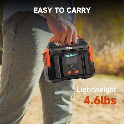 Portable Power Station 300W 257wh Lithium Battery Bailibatt Small Portable Generator for Home Use Camping Travel Emergency Hunting Outdoor - Black