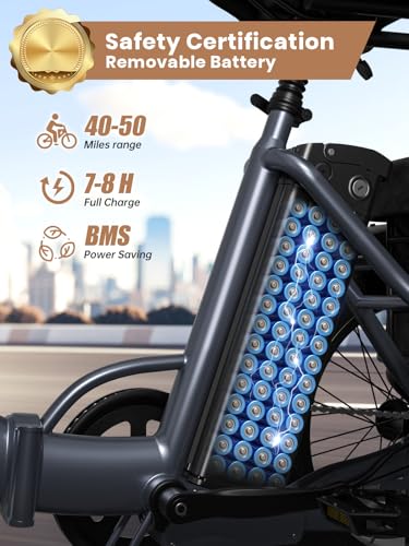 Electric Tricycle for Adults 960W Peak, 36V 15AH Battery Ebike 50 Miles Range with Large Rear Basket, Electric Trike 20" Fat Tire, Max 25MPH 3 Wheel Folding Electric Trike for Adults(Lava)