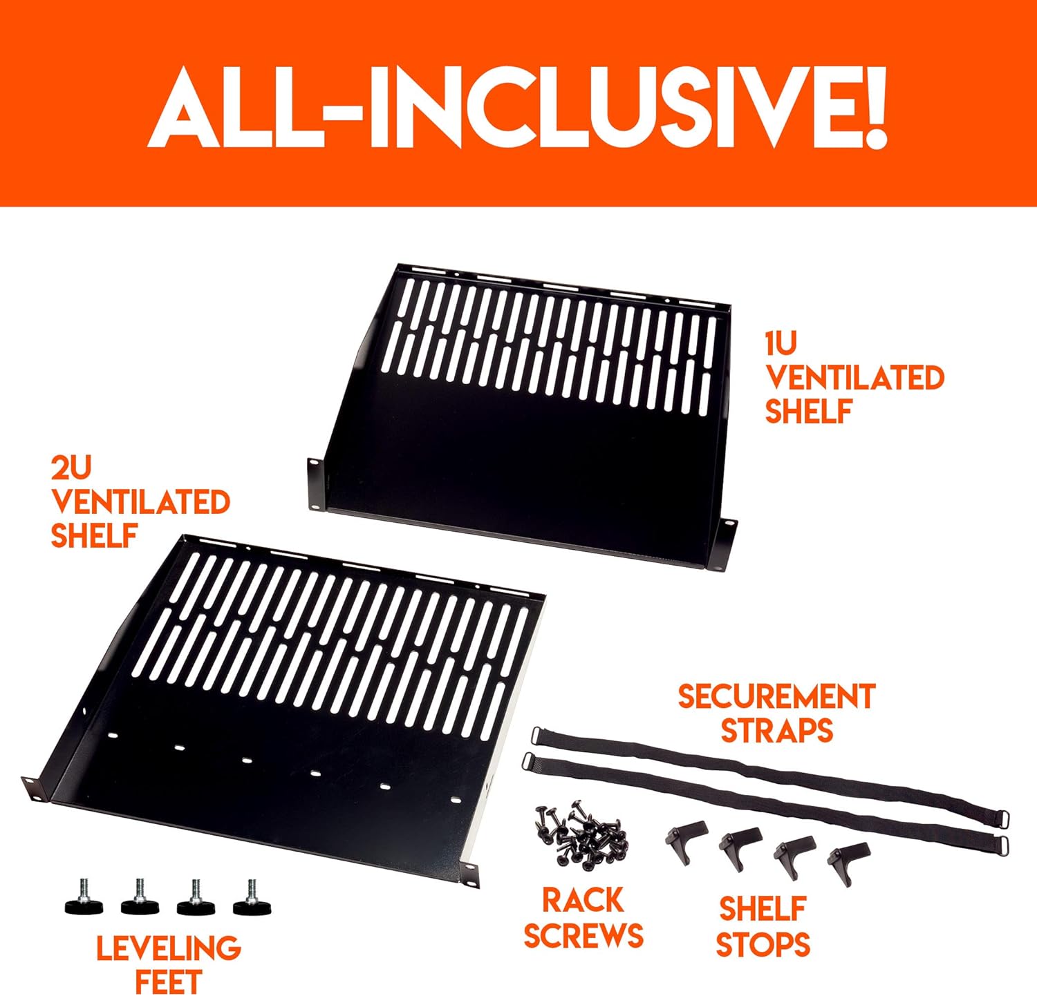 ECHOGEAR 15U Open Frame Rack for Servers & AV Gear - Heavy Duty 4 Post Design Includes 2 Vented Shelves & is Wall Mountable