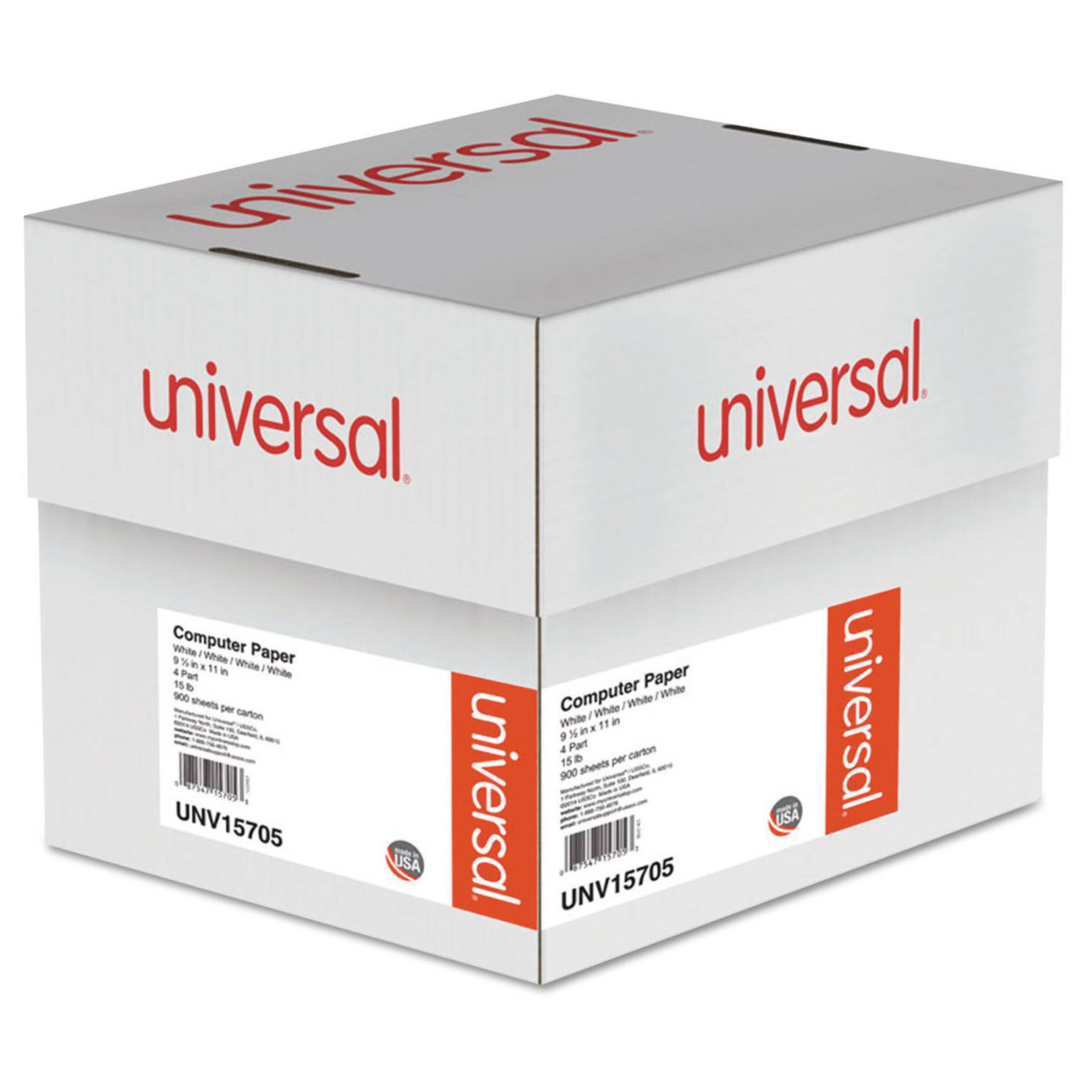 Universal 4-Part Carbonless Paper 15lb 9-1/2 x 11 Perforated White 900 Sheets