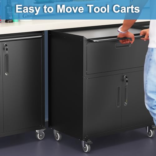 Garage Storage Cabinet Wall Cabinet with 2 Doors,Lockable Tool Cabinets Wall Mounted with Adjustale Shelves,Heavy Duty Steel Hanging Cabinets for Warehouse Kitchen Laundry,Assembly Required
