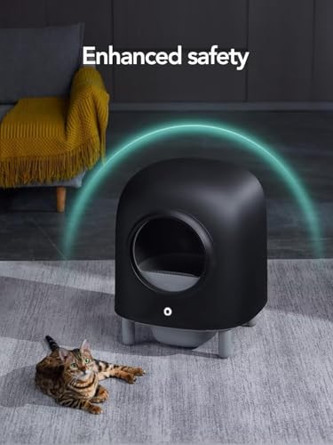 Self Cleaning Cat Litter Box - Automatic Cat Litter Box, Ultra Quiet Cat Toilet, Large Space for Multiple Cats, Smart Sensor Pet Litter Box, with APP Control, Black
