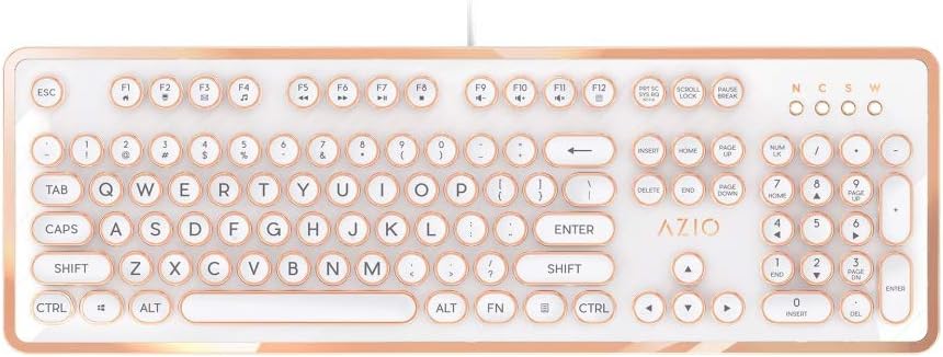 Azio Retro - Wired USB Mechanical Keyboard in Black and Chrome for PC (Blue Switch) (MK-RETRO-01)