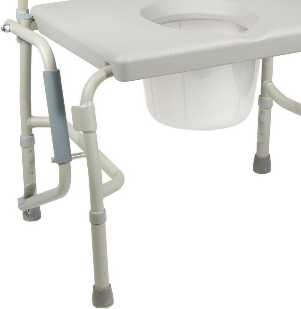 HEALTHLINE Heavy Duty Drop Arm Bariatric Commode | Bedside Commode Toilet Chair with Arms and Bathroom Safety Frame for Elderly, Adults | Adjustable Seat Height, Extra-Wide, 500 lbs