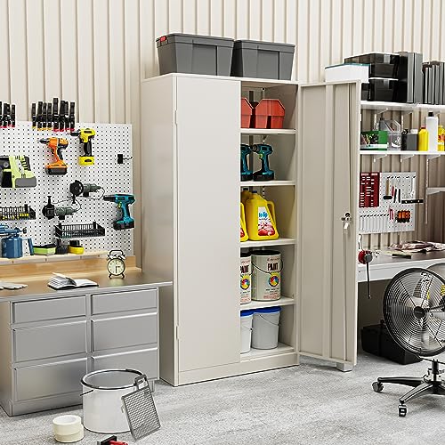 Incbruce 72” Metal Storage Cabinet, Garage Cabinets and Storage System with Doors and Shelves, Tall Lockable Tool Cabinet for Garage, Office, Home (Black)