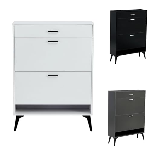 Free Standing Shoe Storage Cabinet With Metal Legs Space-saving Design Shoe Rack Storage Organizer For Heels Boots Slippers grey