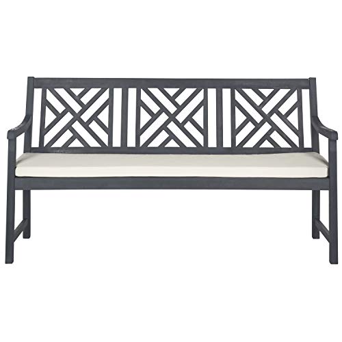 Safavieh PAT6738A Outdoor Collection Bradbury 3 Seat Bench, Natural/Beige