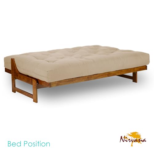 Arden Futon Set - Queen Size, Frame, 8" Mattress, Twill Hunter Green Cover