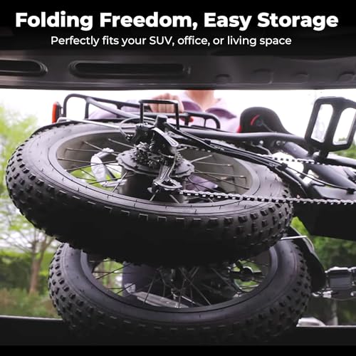Totem Fat Tire Folding Electric Bike for Adults 20"X4" Foldable Ebike Hammer with 48V 10.4Ah Removable Battery,500W Brushless Motor,20MPH Max Speed,7-Speed Gears,5 Pedal Assist Levels