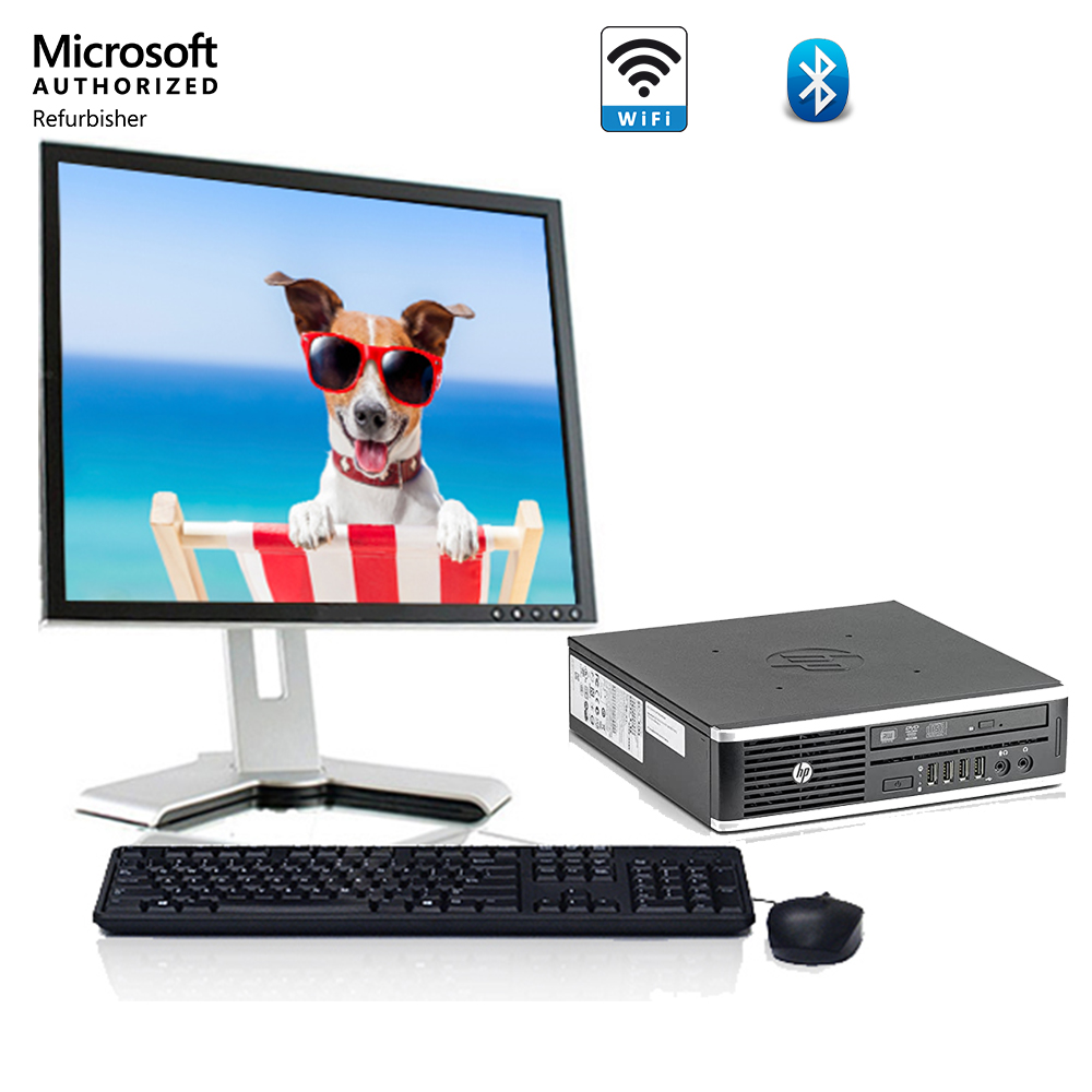 Restored HP Compaq 8300 USFF Desktop Computer, Core i5 4GB 250GB HDD 19" Monitor Quad-Core DVD VGA Displayport Wi-Fi BT - Desktop PC Windows 10 (Refurbished)
