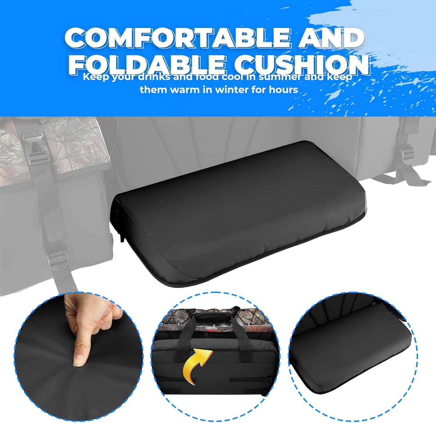 ATV Storage Bag, kemimoto Camo ATV Padded Bag w/Soft Coolers, Waterproof ATV Rear Seat Bag w/Cushion, ATV Cargo Bag Compatible with Polaris Sportsman Rancher Rubicon Foreman Grizzly