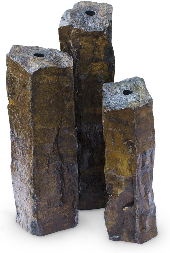 Aquascape Mongolian Basalt Stone Fountain Columns, Set of 3, 24-Inch, 30-Inch, 36-Inch | 58062