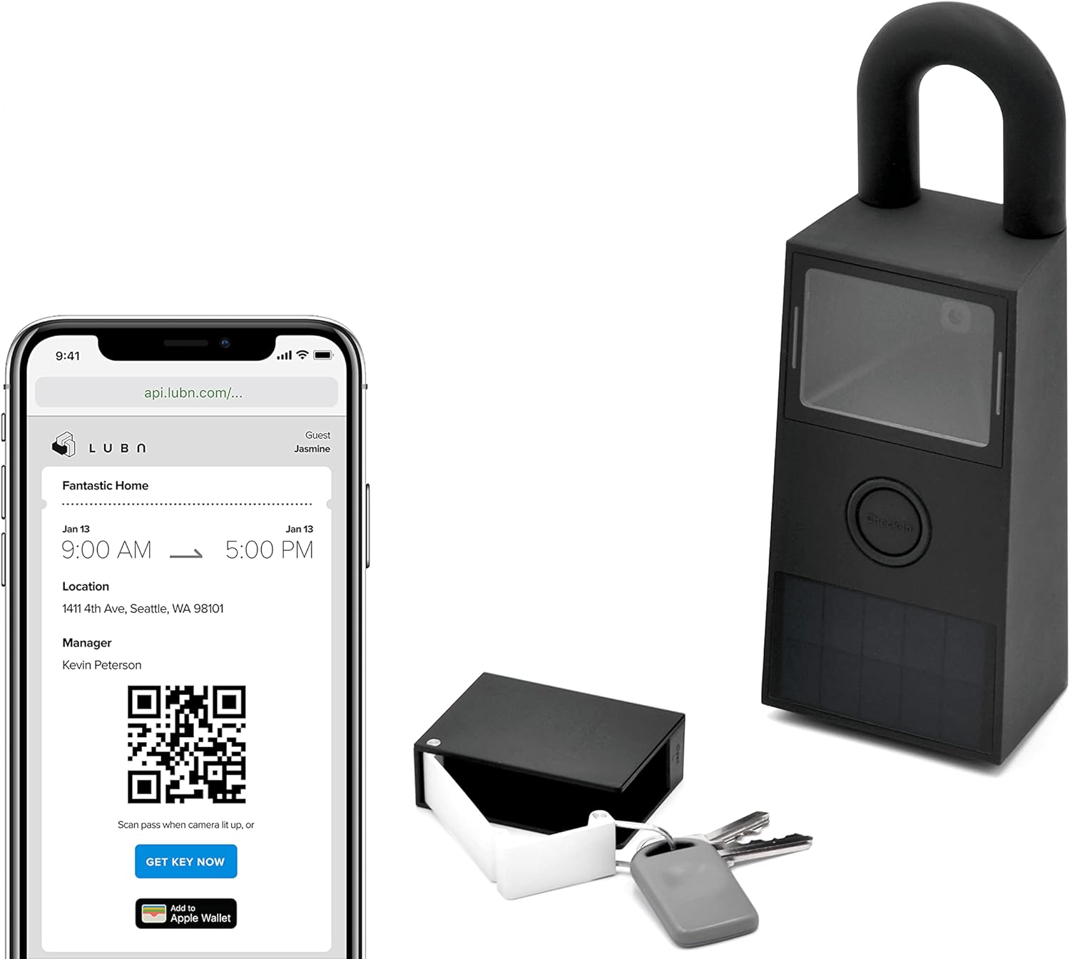 Lubn LTE Smart Camera Key Lock Box, Remote APP Key Box with QR Code Secure Access, Durable Outdoor Weatherproof Portable Key Safe, Instant Visitor Check-in Photo Notice (with Free 12 Month LTE Data)