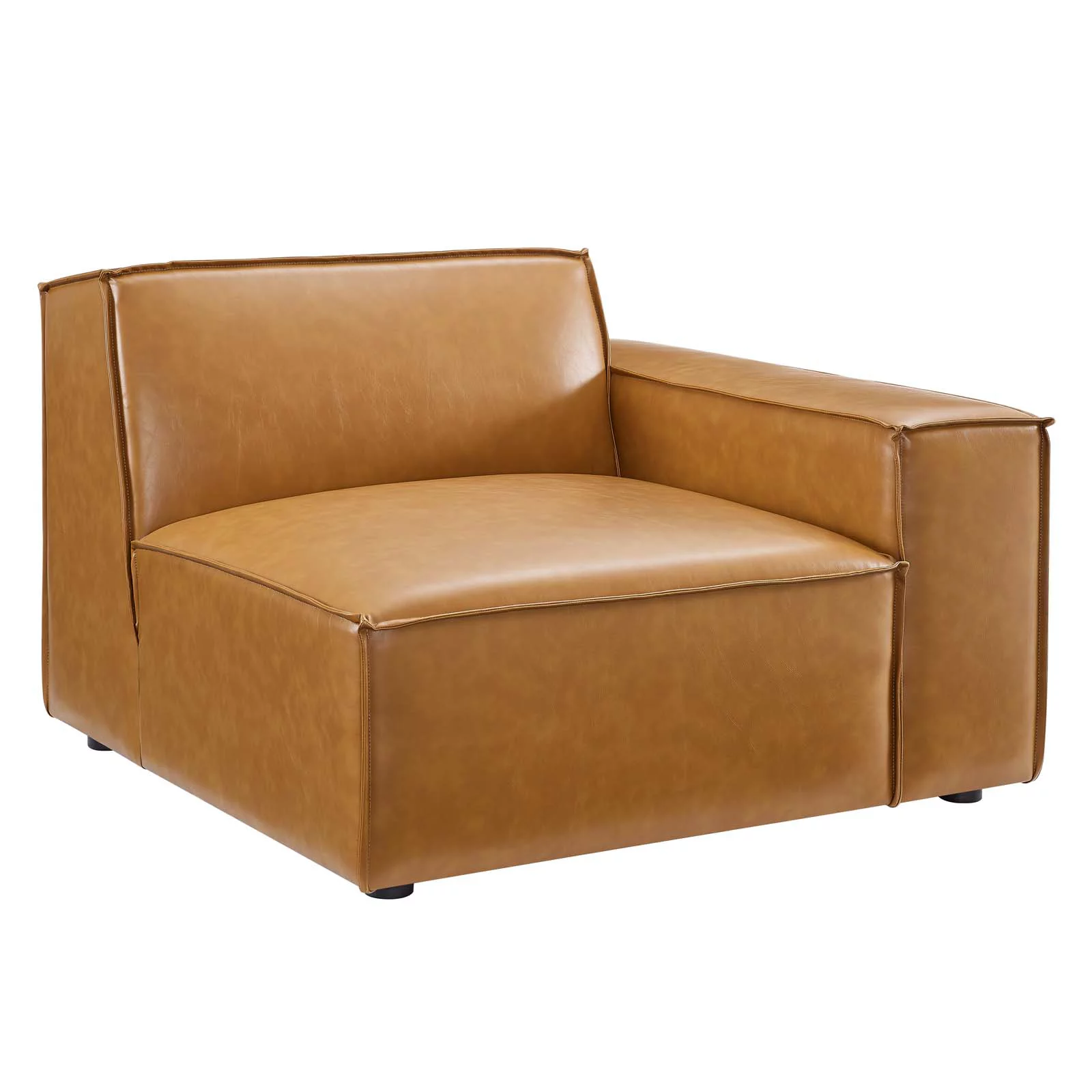 Modway Restore 5-Piece Vegan Leather Sectional Sofa in Tan