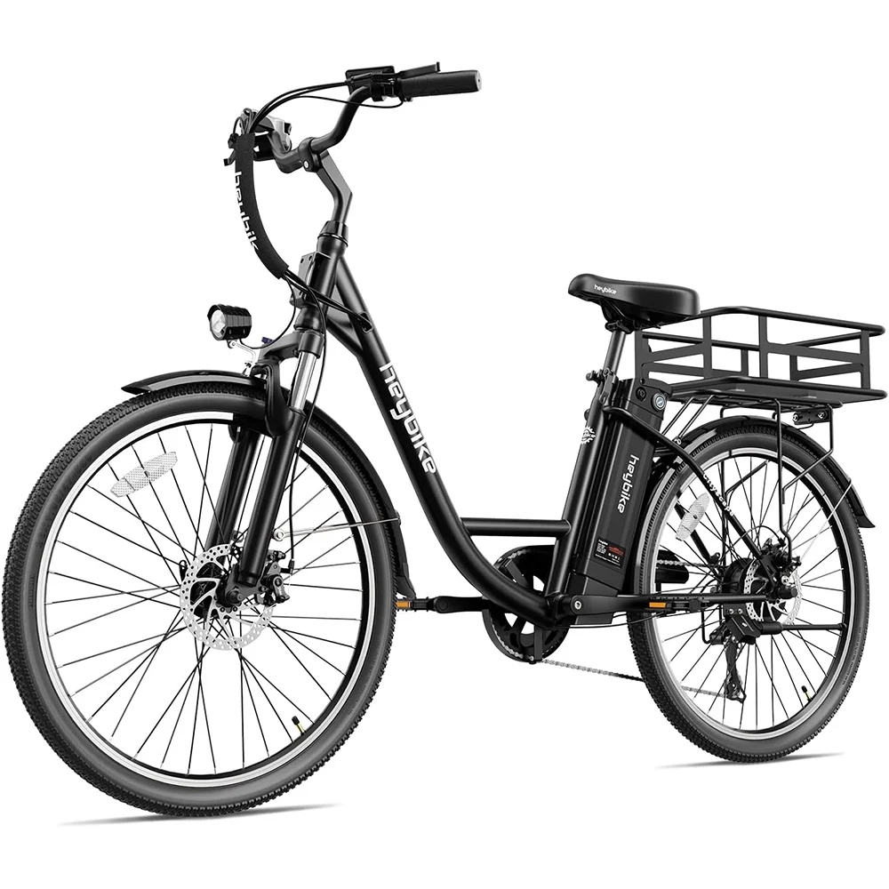 Heybike Cityscape Electric Bike 350W Electric City Cruiser Bicycle Up to 40 Miles with Removable Battery, 26" Electric Commuter Bike for Adults, 7-Speed and Dual Shock Absorber Ebike